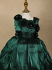 Bottle Green Floral Embellished Design Satin Party Wear Kids Frock