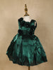 Bottle Green Floral Embellished Design Satin Party Wear Kids Frock