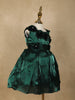 Bottle Green Floral Embellished Design Satin Party Wear Kids Frock