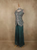 Bottle Green Floral Embroidered Design Chiffon Palazzo Suit with Dupatta