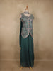 Bottle Green Floral Embroidered Design Chiffon Palazzo Suit with Dupatta