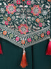 Bottle Green Floral Embroidered Design Chiffon Palazzo Suit with Dupatta