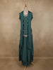 Bottle Green Floral Embroidered Design Chiffon Palazzo Suit with Dupatta