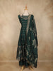 Bottle Green Floral Embroidered Design Silk Palazzo Suit with Designer Dupatta