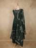 Bottle Green Floral Embroidered Design Silk Palazzo Suit with Designer Dupatta