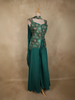 Bottle Green Floral Embroidered Design Silk Palazzo Suit with Dupatta