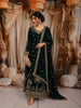 Bottle Green Floral Palm Motif Sequins and Zardozi Embroidered Design Georgette Long Anarkali Gown with Matching Dupatta