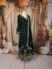 Bottle Green Floral Palm Motif Sequins and Zardozi Embroidered Design Georgette Long Anarkali Gown with Matching Dupatta
