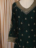 Bottle Green Floral Palm Motif Sequins and Zardozi Embroidered Design Georgette Long Anarkali Gown with Matching Dupatta