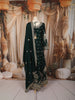 Bottle Green Floral Palm Motif Sequins and Zardozi Embroidered Design Georgette Long Anarkali Gown with Matching Dupatta