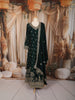 Bottle Green Floral Palm Motif Sequins and Zardozi Embroidered Design Georgette Long Anarkali Gown with Matching Dupatta