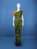Bottle Green Floral Print Chiffon Saree