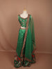 Bottle Green Floral Print and Stone Embellished Design Tussar Silk Bridesmaid Lehenga with Dupatta