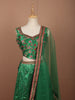Bottle Green Floral Print and Stone Embellished Design Tussar Silk Bridesmaid Lehenga with Dupatta