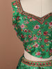 Bottle Green Floral Print and Stone Embellished Design Tussar Silk Bridesmaid Lehenga with Dupatta