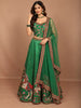 Bottle Green Floral Print and Stone Embellished Design Tussar Silk Bridesmaid Lehenga with Dupatta