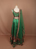 Bottle Green Floral Print and Stone Embellished Design Tussar Silk Bridesmaid Lehenga with Dupatta