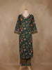 Bottle Green Floral Printed Cotton Salwar Suit - Diadem