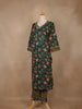 Bottle Green Floral Printed Cotton Salwar Suit - Diadem