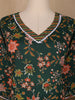Bottle Green Floral Printed Cotton Salwar Suit - Diadem