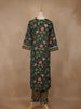 Bottle Green Floral Printed Cotton Salwar Suit - Diadem