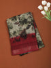 Bottle Green Floral Printed Design Chiffon Casual Saree with Zari Border