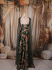 Bottle Green Floral Printed Design Chiffon Party Wear Lehenga With Matching Choker Dupatta