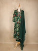 Bottle Green Floral Printed Design Chiffon Silk Anarkali Salwar Suit with Dupatta