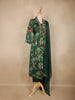 Bottle Green Floral Printed Design Chiffon Silk Anarkali Salwar Suit with Dupatta