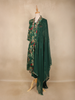Bottle Green Floral Printed Design Chiffon Silk Anarkali Salwar Suit with Dupatta