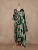Bottle Green Floral Printed Design Cotton Salwar Suit