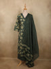 Bottle Green Floral Printed Design Cotton Salwar Suit with Dupatta