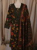 Bottle Green Floral Printed Design Cotton Salwar Suit with Dupatta