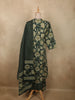 Bottle Green Floral Printed Design Cotton Salwar Suit with Dupatta