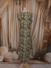 Bottle Green Floral Printed Design Cotton Straight Cut Salwar Suit