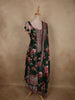 Bottle Green Floral Printed Design Crepe Palazzo Suit with Dupatta