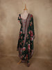 Bottle Green Floral Printed Design Crepe Palazzo Suit with Dupatta