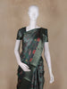 Bottle Green Floral Printed Design Mixed Cotton Fancy Saree with Zari Border