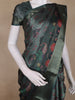 Bottle Green Floral Printed Design Mixed Cotton Fancy Saree with Zari Border