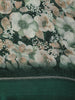 Bottle Green Floral Printed Design Mixed Cotton Saree