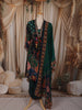 Bottle Green Floral Printed Design Synthetic Straight Cut Salwar Suit with Dupatta