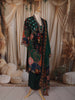 Bottle Green Floral Printed Design Synthetic Straight Cut Salwar Suit with Dupatta