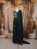 Deep Bottle Green Floral Sequins Embroidered Design Satin Party Wear Palazzo Suit with Matching Dupatta