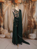Deep Bottle Green Floral Sequins Embroidered Design Satin Party Wear Palazzo Suit with Matching Dupatta