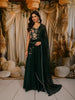 Deep Bottle Green Floral Sequins Embroidered Design Satin Party Wear Palazzo Suit with Matching Dupatta