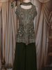 Bottle Green Floral Sequins and Thread Embroidered Design Georgette Palazzo Suit with Choker Dupatta