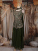 Bottle Green Floral Sequins and Thread Embroidered Design Georgette Palazzo Suit with Choker Dupatta