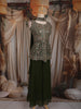 Bottle Green Floral Sequins and Thread Embroidered Design Georgette Palazzo Suit with Choker Dupatta