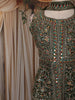 Bottle Green Floral Sequins and Thread Embroidered Design Georgette Palazzo Suit with Choker Dupatta