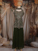 Bottle Green Floral Sequins and Thread Embroidered Design Georgette Palazzo Suit with Choker Dupatta